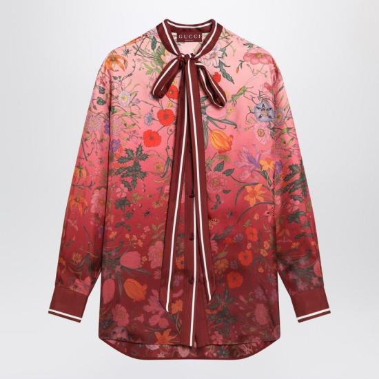25FW 구찌 그라데이드 플로럴 롱 슬리브 셔츠 835617ZATG8 R GUC 5057 PINK