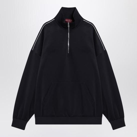 25FW 구찌 테크니컬 저지 집 칼라 맨투맨 833488XJHEK R GUC 4140 BLUE