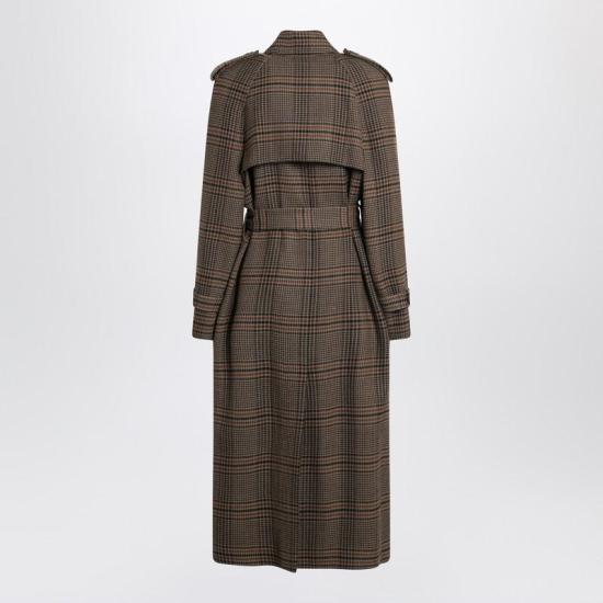 25FW 생로랑 더블 브레스티드 체크 트렌치 코트  831610Y9I70 R YSL 2849 BROWN - SAINT LAURENT