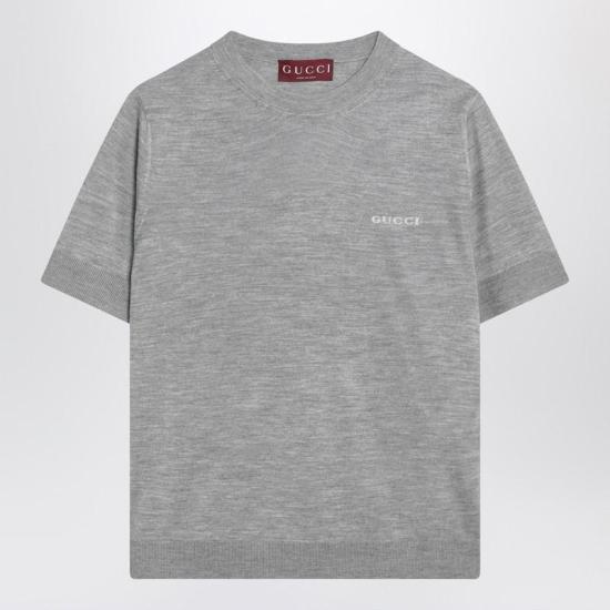 25FW 구찌 인타르시아 캐시미어 실크 탑 836747XKEWC R GUC 1014 GREY