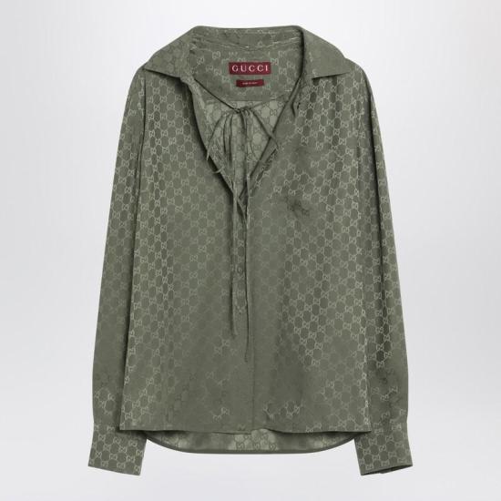 25FW 구찌 실크 자카드 셔츠  837016Z7ATQ R GUC 3065 GREEN