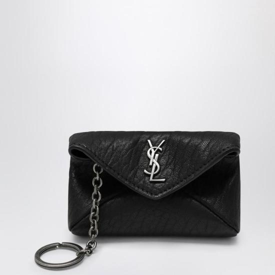 25FW 생로랑 그레인 레더 카산드라 엔벨로프 키 케이스  844678AACIA R YSL 1000 Black