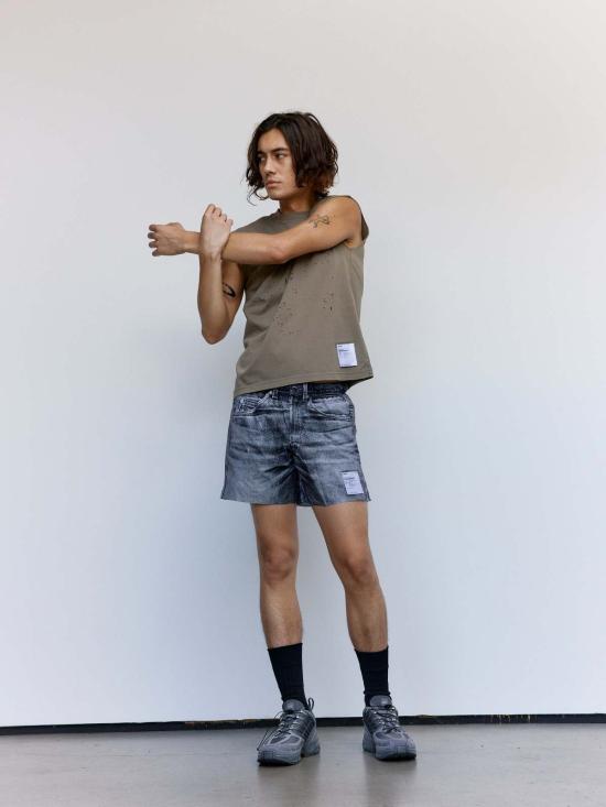  새티스파이 민소매 티셔츠 세티스파이 에이지드 팔콘 모스 테크 머슬 티셔츠 - SATISFY