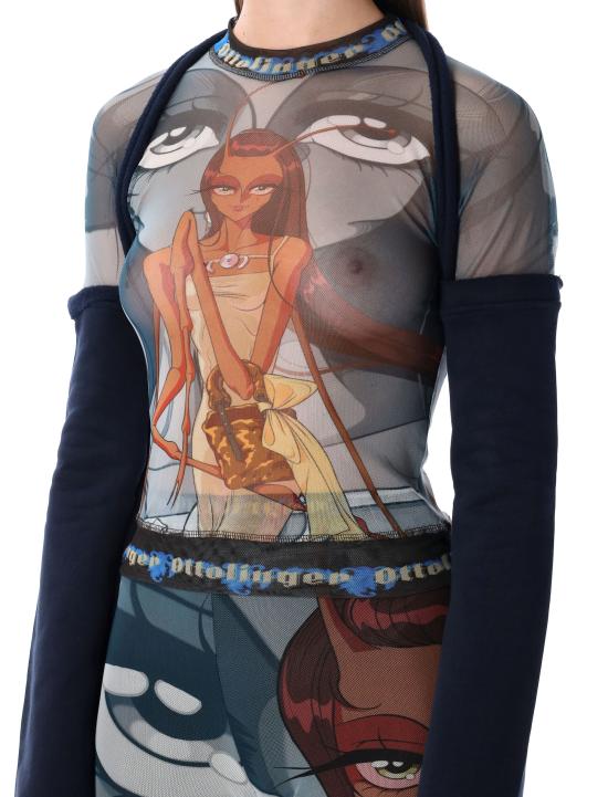 25FW 오토링거 반팔 티셔츠 10110700901 PRIBLU PRINT BLUE - OTTOLINGER