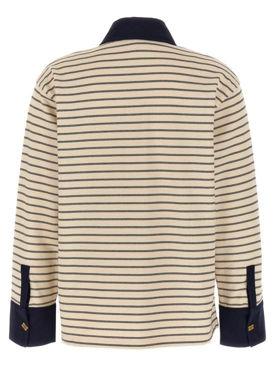 25FW 가니 스트라이프 긴소매 폴로 셔츠 T4215135 EGRET DOM - GANNI