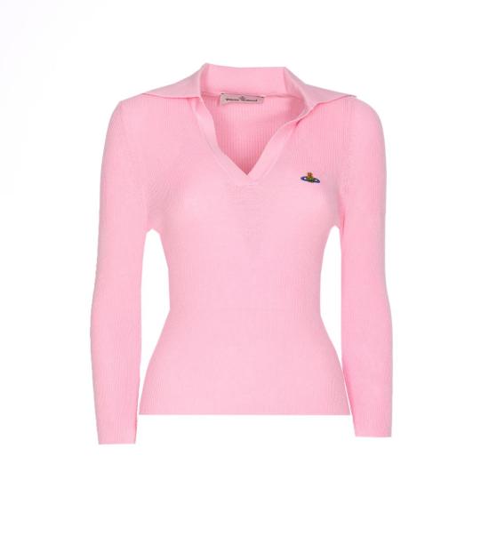 25FW 비비안웨스트우드 MARINA 마리나 오브 자수 폴로 스웨터 18030040Y001VG401 PINK