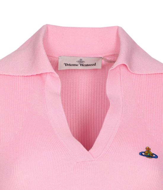 25FW 비비안웨스트우드 MARINA 마리나 오브 자수 폴로 스웨터 18030040Y001VG401 PINK - VIVIENNE WESTWOOD