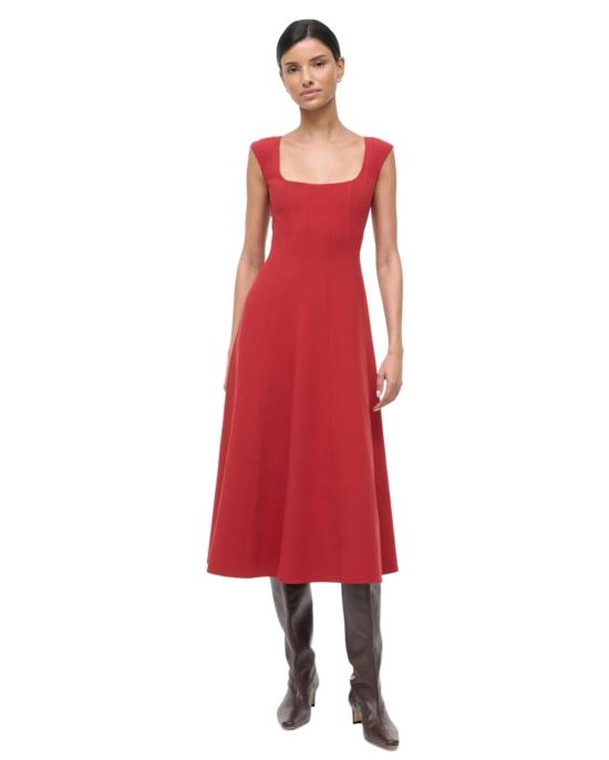  스타우드 롱 원피스 샬롯 드레스 루즈 - STAUD