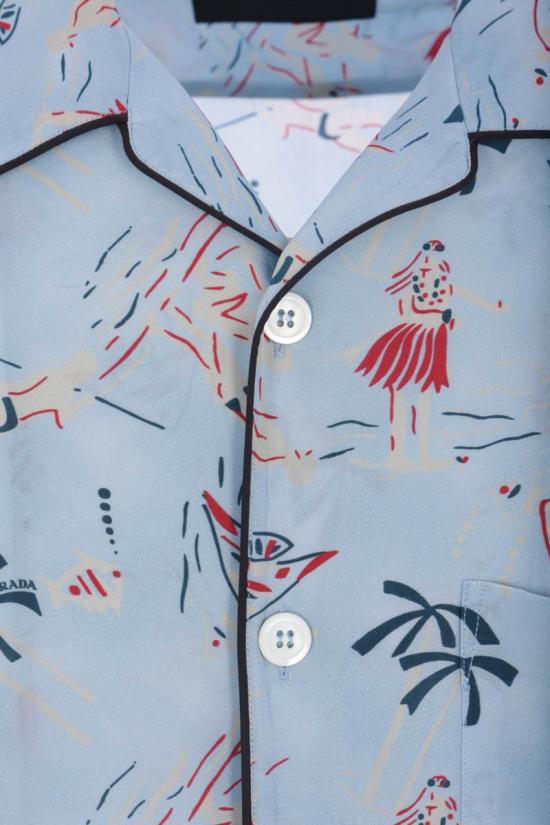 25FW 프라다 반팔 셔츠 UCS524SOOO17OYF0076 BLUE - PRADA