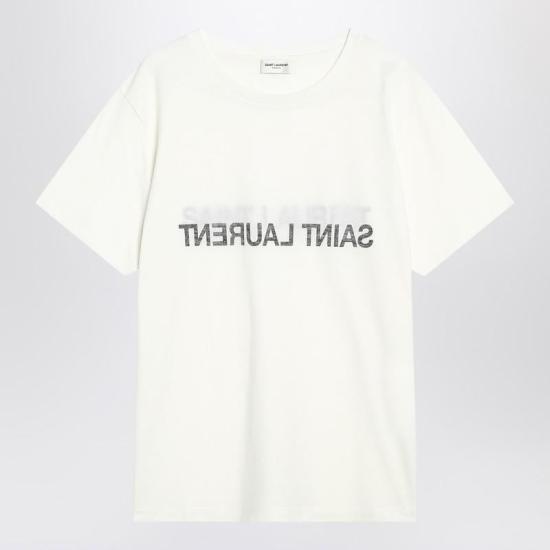 25FW 생로랑 반팔 티셔츠 663278Y37AW R YSL 9744 WHITE