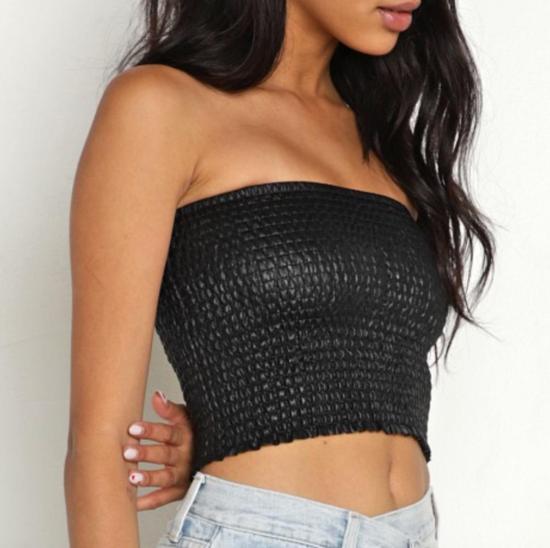  코만도 민소매 티셔츠 커맨도 인조 가죽 스모크 튜브 탑 블랙 - COMMANDO