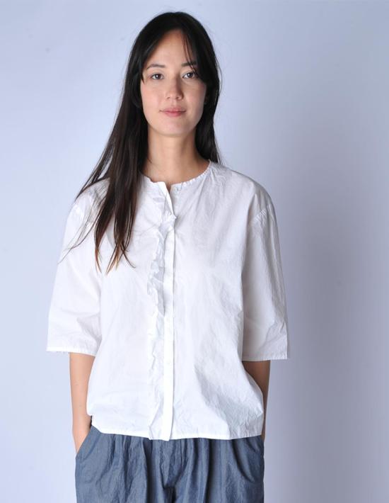  Manuelle Guibal 셔츠 마누엘 기발 러플 걸 셔츠 화이트