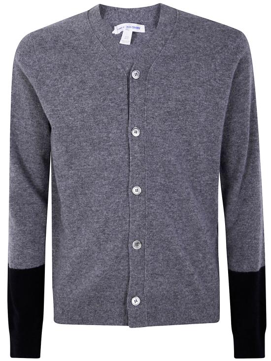 25FW 꼼데가르송 파인 니트 버튼업 가디건 FZ N109 3 TOP GREY BLACK - COMME DES GARCONS