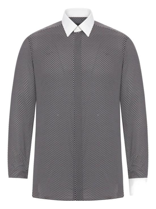 25FW 톰포드 다이아몬드 프린트 클래식 핏 버튼업 셔츠 HLVA03 C0008 NWA BLACK WHITE - TOMFORD