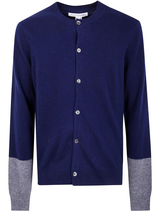 25FW 꼼데가르송 파인 니트 버튼업 가디건 FZ N110 2 NAVY TOP GREY - COMME DES GARCONS