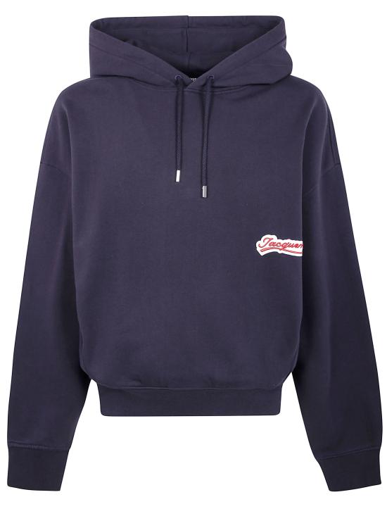 25FW 자크뮈스 후드 티셔츠 25HHOM00415AJ00126 3GH VARSITY PATCH NAVY - JACQUEMUS
