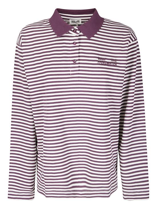 25FW 바움 운드 페르드가르텐 폴로 티셔츠 24446 C6189 Italian Plum Stripe