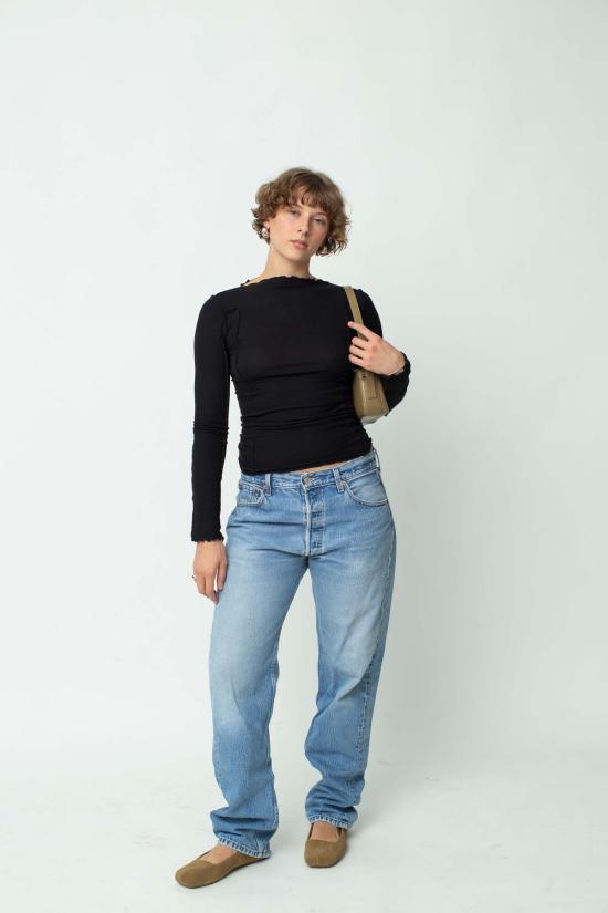  베이스레인지 긴팔 티셔츠 오마토 롱슬리브 탑 - BASERANGE