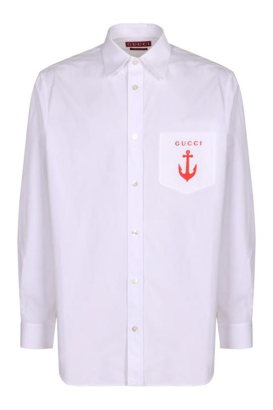 25FW 구찌 포켓 자수 셔츠  833294Z7AUX 9000 WHITE