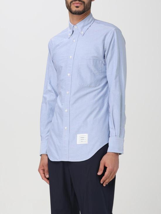 25FW 톰브라운 옥스포드 클래식 그로그랭 플래킷 셔츠  MWL010EF0313 480 Blue - THOM BROWNE