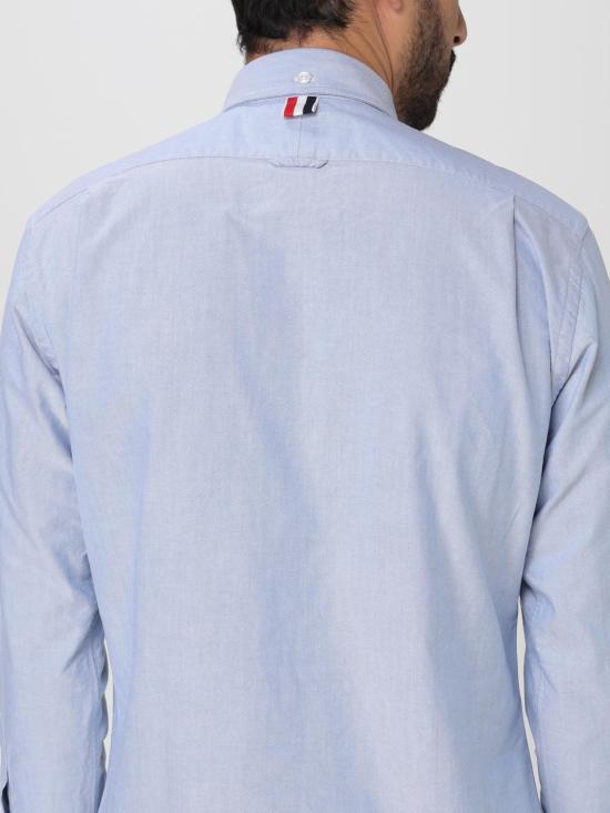 25FW 톰브라운 옥스포드 클래식 그로그랭 플래킷 셔츠  MWL010EF0313 480 Blue - THOM BROWNE