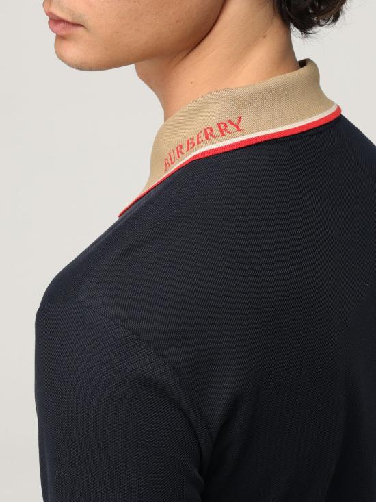 25FW 버버리 로고 칼라 코튼 폴로 셔츠  8110094 Blue - BURBERRY