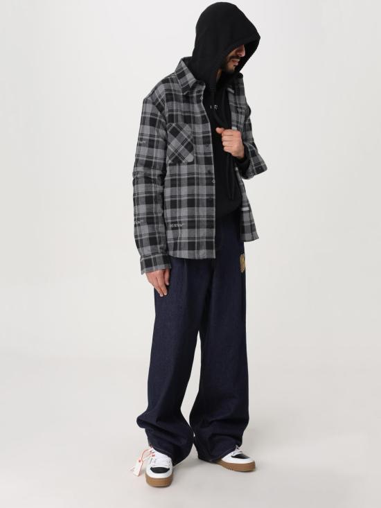 25FW 오프화이트 긴팔 셔츠 OMGE030C99FAB001 0800 Black - OFF WHITE