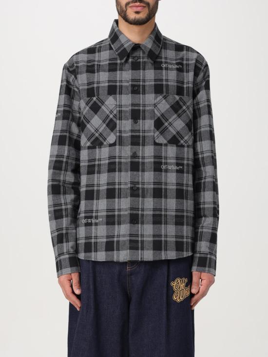 25FW 오프화이트 긴팔 셔츠 OMGE030C99FAB001 0800 Black