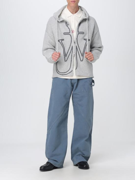 25FW JW앤더슨 앵커 자수 지퍼 후디 KW1429YN0412 905 Grey - JW ANDERSON