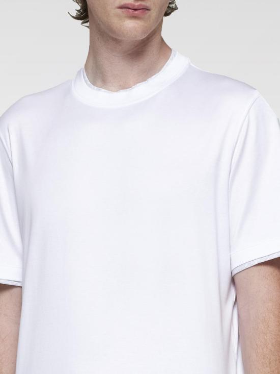 25FW 브루넬로 쿠치넬리 자수 로고 티셔츠 M0B137427 CW787 White - BRUNELLO CUCINELLI