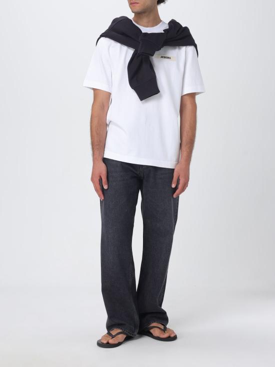 25FW 자크뮈스 그로그랭 로고 티셔츠 TSM00133AJ00226 100 White - JACQUEMUS
