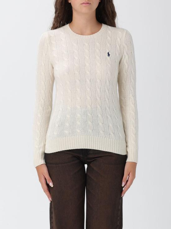 25FW 폴로 랄프로렌 폴로 자수 케이블 니트 스웨터 211971865 001 White
