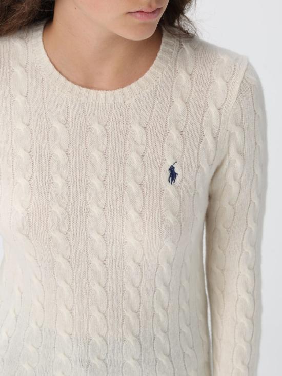 25FW 폴로 랄프로렌 폴로 자수 케이블 니트 스웨터 211971865 001 White - POLO RALPH LAUREN