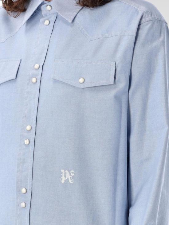 25FW 팜앤젤스 긴팔 셔츠 PMGE028R24FAB001 4003 Blue - PALM ANGELS