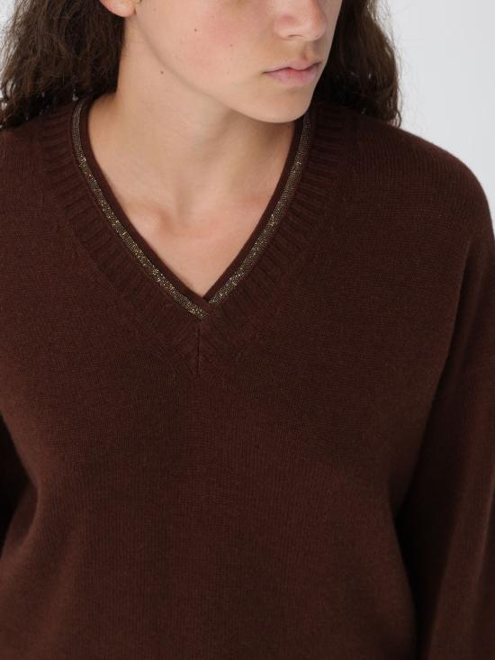 25FW 파비아나 필리피 플래티넘  브이넥 스웨터 MAD225F467L517 1269 Ebony - FABIANA FILIPPI