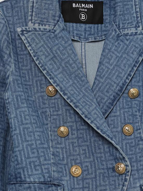 25FW [키즈] 발망 캐주얼 자켓 BW2A34Z2867 610 Gnawed Blue - BALMAIN