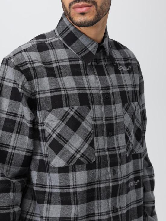 25FW 오프화이트 긴팔 셔츠 OMGE030F23FAB001 0800 Grey - OFF WHITE