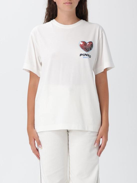 25FW 핑코 반팔 티셔츠 105526A2TJ Z05 White