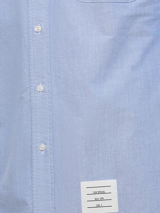 25FW 톰브라운 옥스포드 클래식 그로그랭 플래킷 셔츠  MWL010EF0313 480 Gnawed Blue - THOM BROWNE