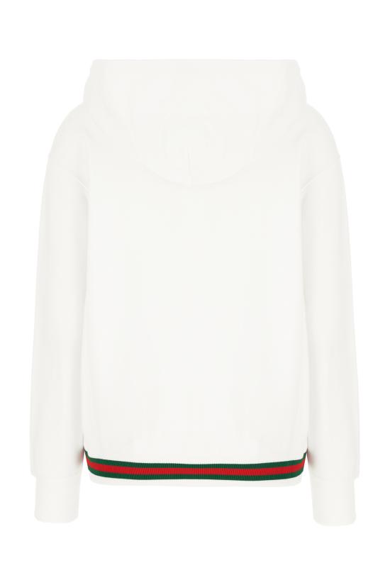 25SS 구찌 웹 코튼 저지 후드 집업 810383XJG07 9692 Bianco - GUCCI