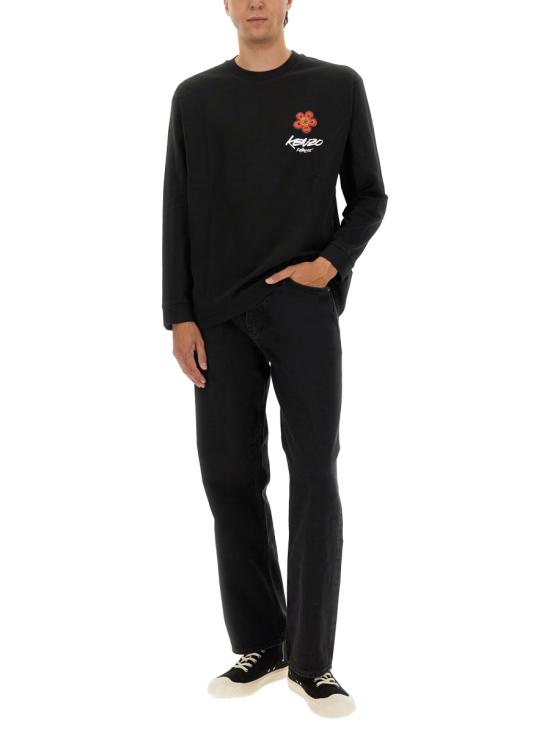 25FW 겐조 보크 플라워 긴팔 티셔츠 FF65TL3514SG99J BLACK DOM - KENZO