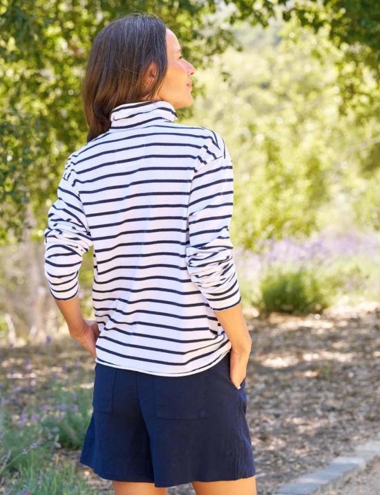  프랭크 앤 에일린 반팔 티셔츠 프랭크 & 아일린 패트릭 포포버 헨리 탑 화이트/네이비 스트라이프 - FRANK & EILEEN