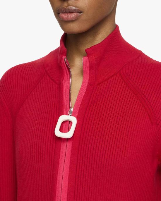  JW앤더슨 가디건 JW 앤더슨 피티드 지퍼업 카디건 레드 - JW ANDERSON