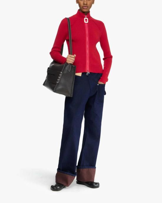  JW앤더슨 가디건 JW 앤더슨 피티드 지퍼업 카디건 레드 - JW ANDERSON