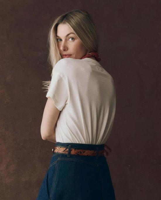  더 그레이트 반팔 티셔츠 . 박스형 크루 로데오 스타 그래픽 티셔츠 - THE GREAT