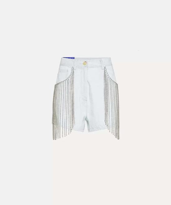  포르테포르테 데님 숏팬츠 포르테 포르테 블리치드 데님 반바지 (다이아몬드 프린지 블리치)