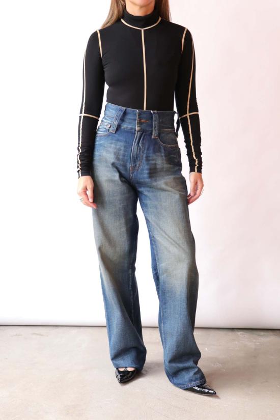  마르지엘라 데님 팬츠 메종  Mm6 와이드 레그 진 - MAISON MARGIELA