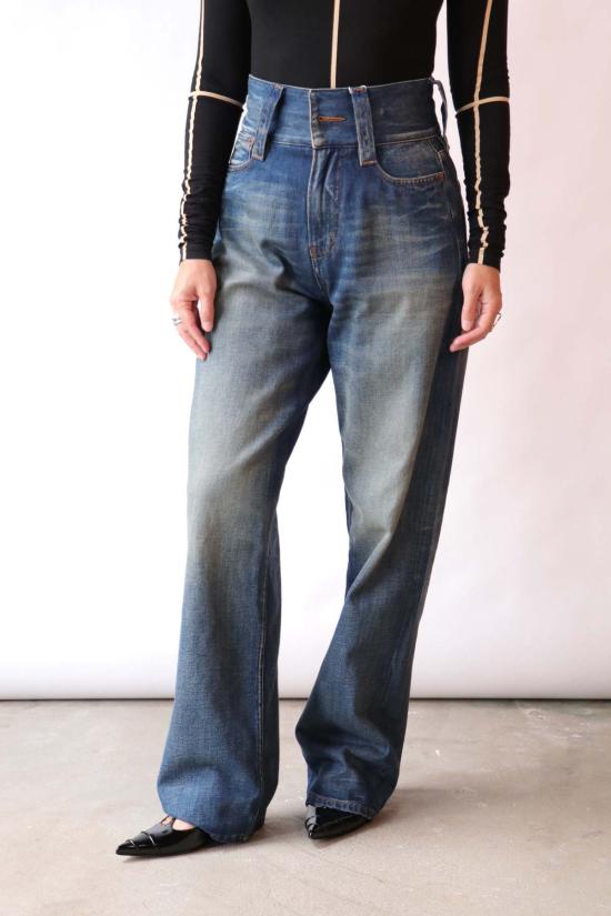  마르지엘라 데님 팬츠 메종  Mm6 와이드 레그 진 - MAISON MARGIELA