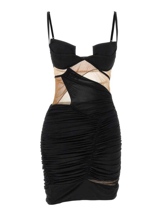 25FW 넨시 도자카 숏 원피스 NDAW24DR200BLACKCHESTNUT Black