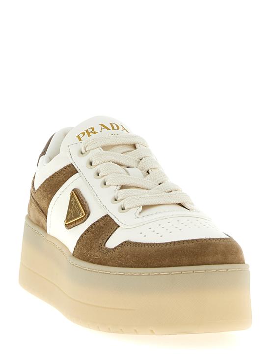 26FW 프라다 다운타운 볼드 레더 스니커즈 1E792MFD050MLOF0F24 Beige - PRADA